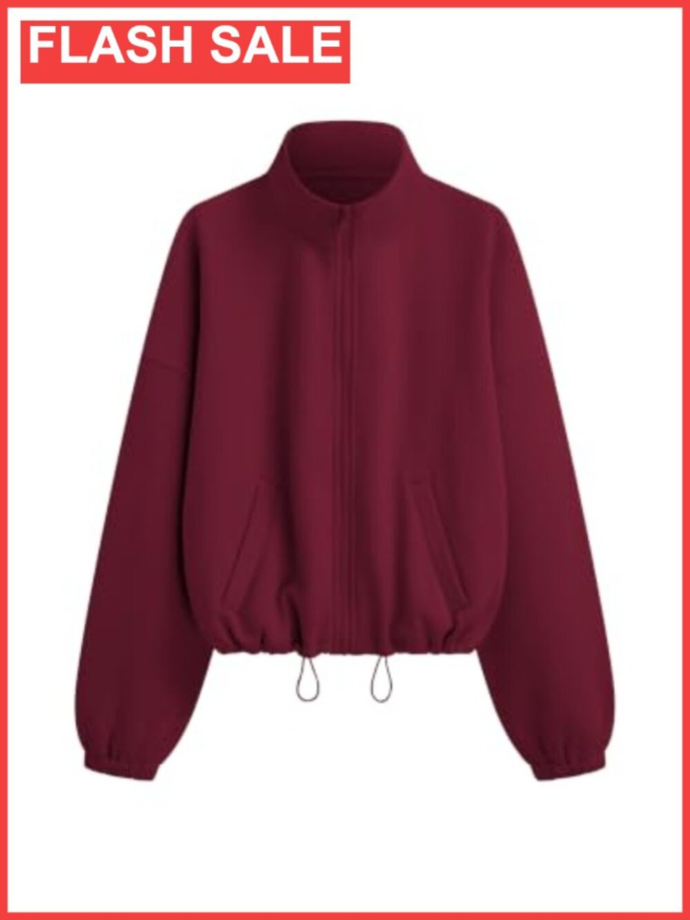 Womens Cropped Fleece Zip Up Sweatshirt Oversized Jacket Fall